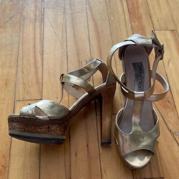 Authentic Jimmy Choo  cork platform heels - Picture 1 of 11